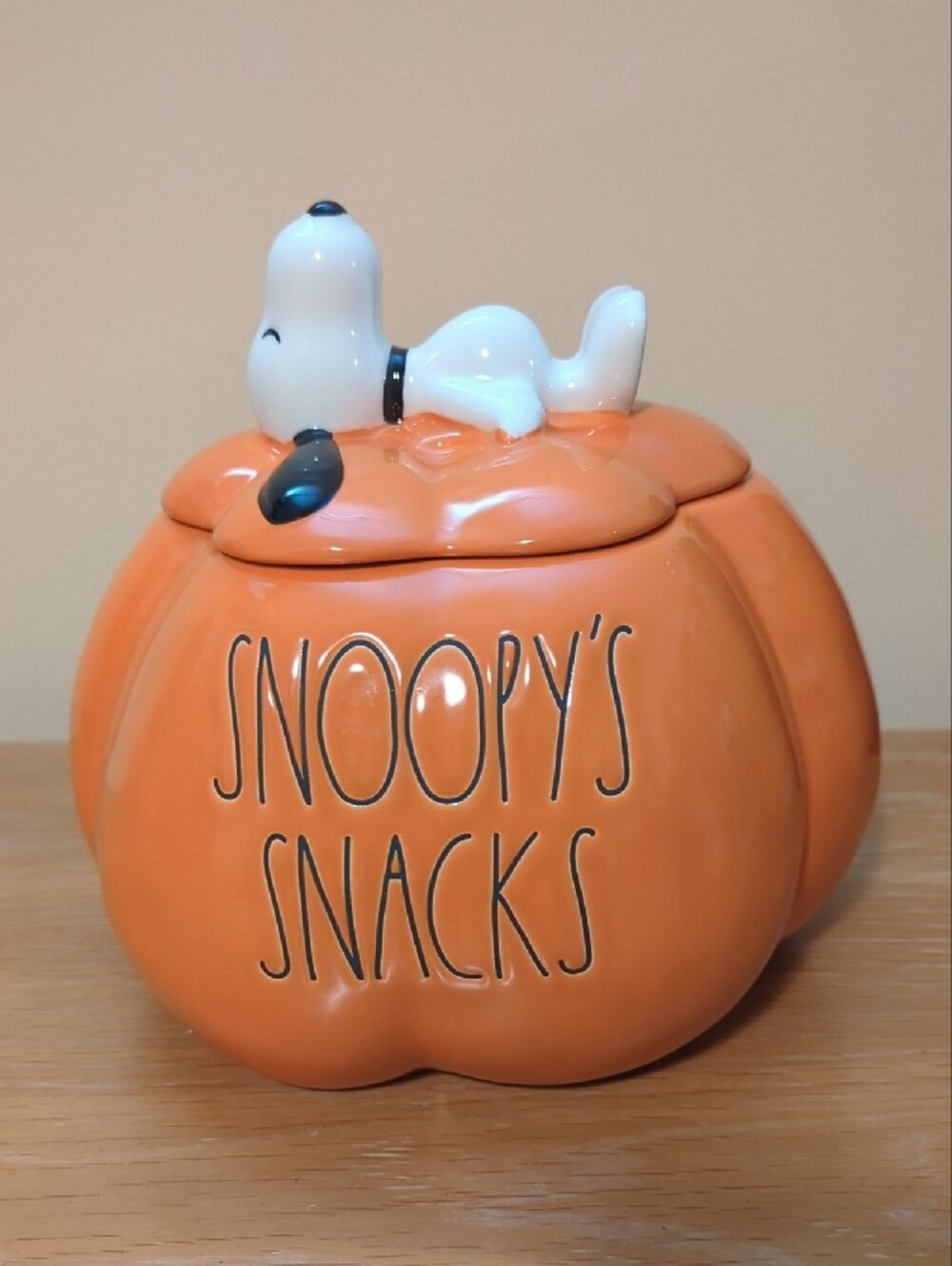 Peanuts & Rae dunn Halloween Pumpkin snoopy snacks Cookie Jar